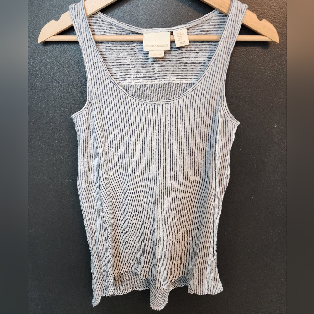 Cynthia Rowley Navy and White Striped Tank Top